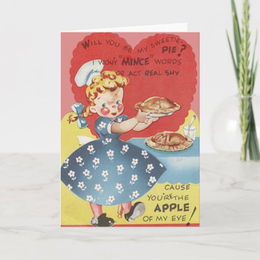Rare Grappige Gehakt Appeltaart Serveerster Valent Feestdagen Kaart (Voorkant)