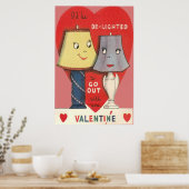 Rare grappige lamp licht hart Valentijn Poster (Keuken)