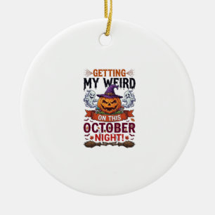 Rare Halloween Pompoen Geesten Heksenhoed_1 Keramisch Ornament
