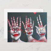 Rare Hand Mensen Kunst Briefkaart (Voorkant / Achterkant)