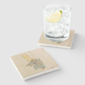 Rare japans  zwaardvechter yokai stenen onderzetter (Zijkant)