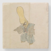 Rare japans  zwaardvechter yokai stenen onderzetter (Voorkant)