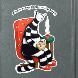 Rare Leescat - Eén boek per dag houdt de realiteit Sticker