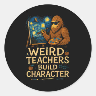 Rare leraars bouwen karakter grappige bus Bigfoot Ronde Sticker