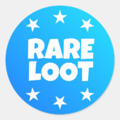 Rare Loot Gamer Kinder Neon Blauwe Tekst Slogan Ronde Sticker (Voorkant)