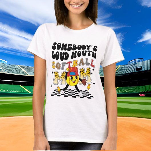 rare luide mond softball mamma woordkunst t-shirt