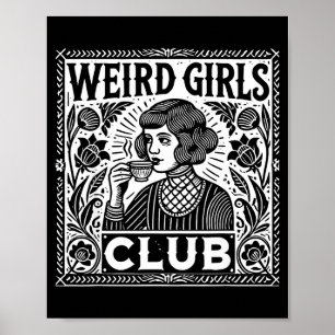 Rare meidenclub Vintage Linocut Retro Introvert A Poster