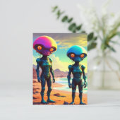 Rare Metallic Robotic Space Aliens Briefkaart (Staand voorkant)