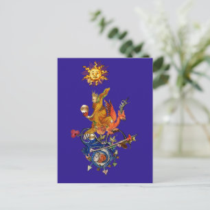 RARE MIDDELEEUWSE BESTIARIUM,ALCHEMIST,RODE DRACON BRIEFKAART