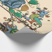 RARE MIDDELEEUWSE BESTIARY HUNTER KAT, VOGEL EN VA CADEAUPAPIER (Hoek)