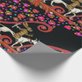 RARE MIDDELEEUWSE BESTIARY Konijn Rijden op een Wi Cadeaupapier (Hoek)