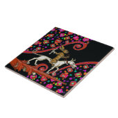 RARE MIDDELEEUWSE BESTIARY Konijn Rijden op een Wi Tegeltje (Zijkant)