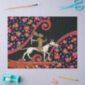 RARE MIDDELEEUWSE BESTIARY Konijn Rijden op een Wi Tissuepapier (Craft)