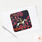 RARE MIDDELEEUWSE BESTIARY Konijn Rijden op een Wi Vierkante Sticker (Envelop)