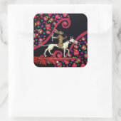 RARE MIDDELEEUWSE BESTIARY Konijn Rijden op een Wi Vierkante Sticker (Tas)