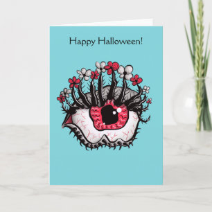 Rare ooglid smelt griezelige gek gelukkige Hallowe Kaart