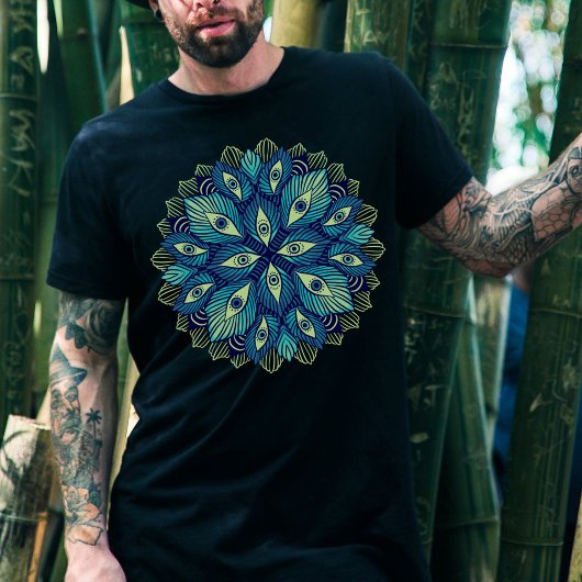 Rare psychedelische ogen blauw bloemig t-shirt
