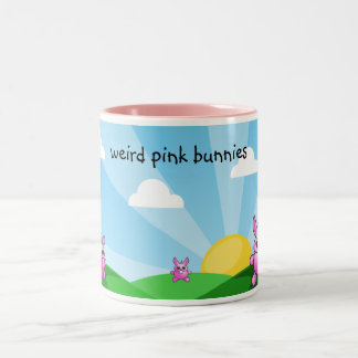 rare roze bunnies, tweekleurige koffiemok