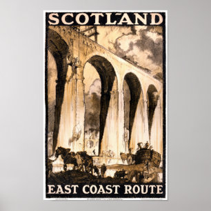 Rare Scotland Vintage Travel Poster hersteld
