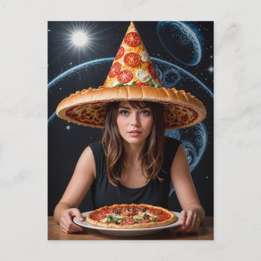 Rare Surreal Vrouw met een Pizza Pet Briefkaart (Voorkant)