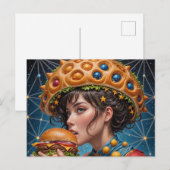 Rare Surreal Vrouwen met een Cheeseburger Briefkaart (Voorkant / Achterkant)