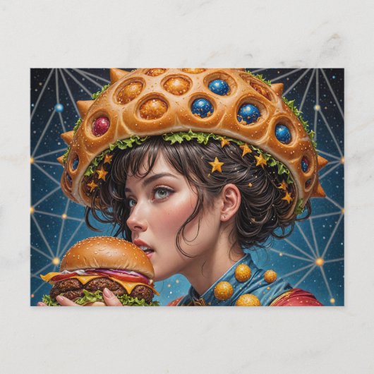 Rare Surreal Vrouwen met een Cheeseburger Briefkaart (Voorkant)