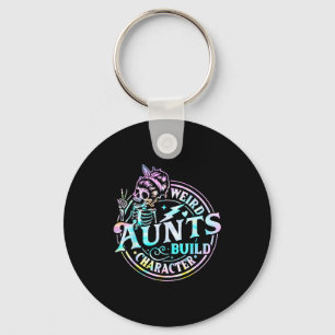 Rare tantes bouwen karakter tie dye schedel vrouw sleutelhanger