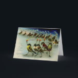 Rare vagege mob van vogels met lucifer ansichtkaar kaart<br><div class="desc">Een vreemde vintage kerstkaart.</div>