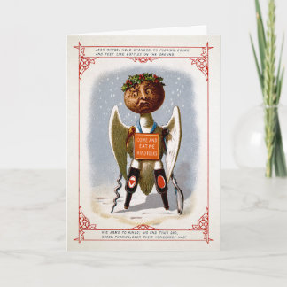 Rare Victoriaanse Kerstpudding Engel Antiek Feestdagen Kaart