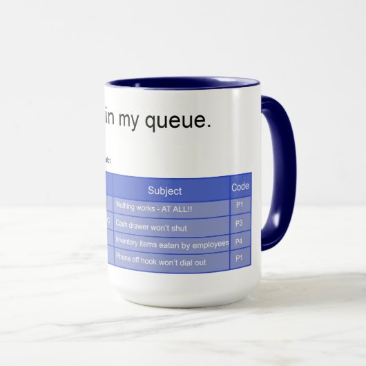 rare wachtrij mok (Voorkant rechts)