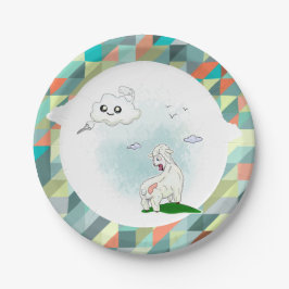 rare wolken en schapen. Wollig. driehoekig Papieren Bordje