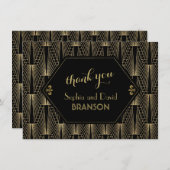 Raring 20s Grote Gatsby Art Deco DANK U Bedankkaart (Voorkant / Achterkant)