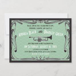 Raring 20s Twenties Trumpet Mint Green Wedding Kaart