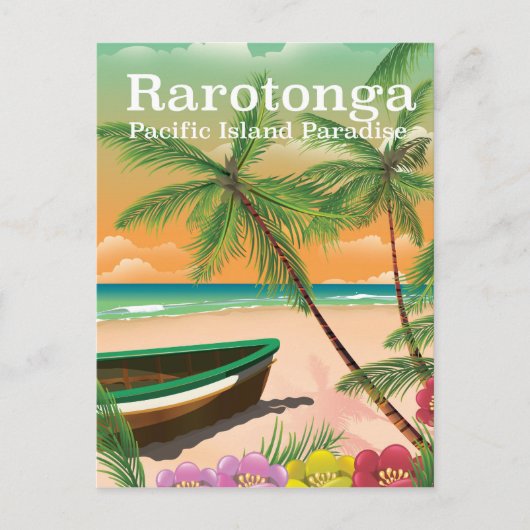 Rarotonga pacific eiland vintage poster briefkaart (Voorkant)