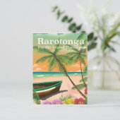 Rarotonga pacifisch eiland vintage reisposter briefkaart (Staand voorkant)