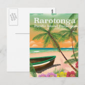 Rarotonga pacifisch eiland vintage reisposter briefkaart (Voorkant / Achterkant)