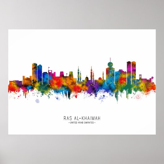  Ras Al-Khaimah UAE Skyline Poster (Voorkant)