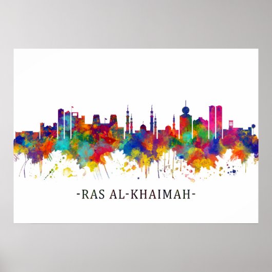 Ras Al-Khaimah UAE Skyline Poster (Voorkant)