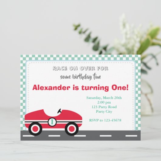 Ras auto-uitvindingen (jongens op Blauwgroen rood) Kaart (Staand voorkant)