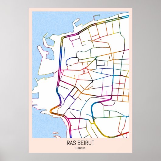 Ras Beirut Lebanon City Map Poster (Voorkant)