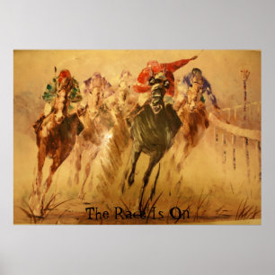 ras, de race is aan poster