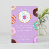 Ras Donuts Roze Paarse Kinderen Birthday Kaart (Staand voorkant)