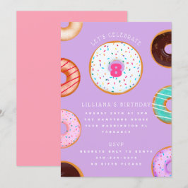 Ras Donuts Roze Paarse Kinderen Birthday Kaart