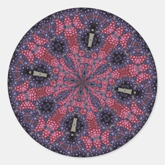 Rasberry Starburst Ronde Sticker (Voorkant)