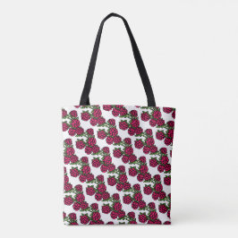 Rasbesrode groene vruchten, gevlekt tote bag