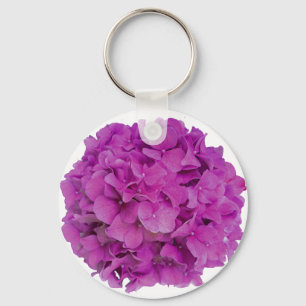 Rasbesroze hydrangeas roze magenta bloemen sleutelhanger
