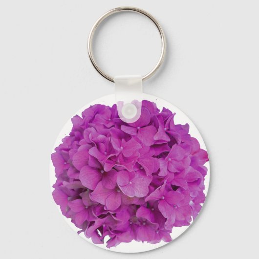 Rasbesroze hydrangeas roze magenta bloemen sleutelhanger (Voorkant)