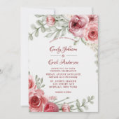 Rasbesroze Waterverf Peonies Wedding Kaart (Voorkant)