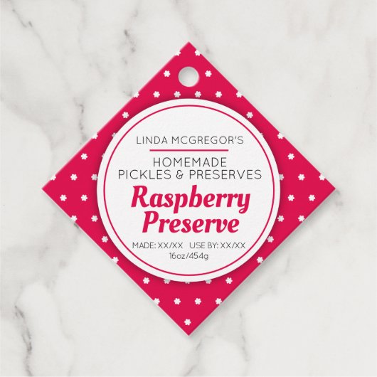 Rasbessen bewaren etiket van rode jam (Voorkant)