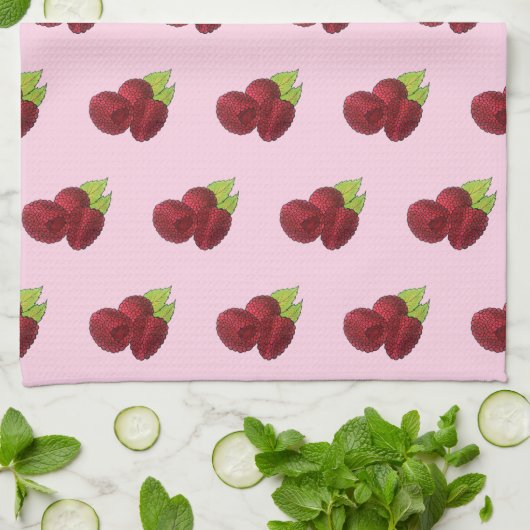 Rasbessen rode frambozen fruitvrucht theedoek (Gevouwen)